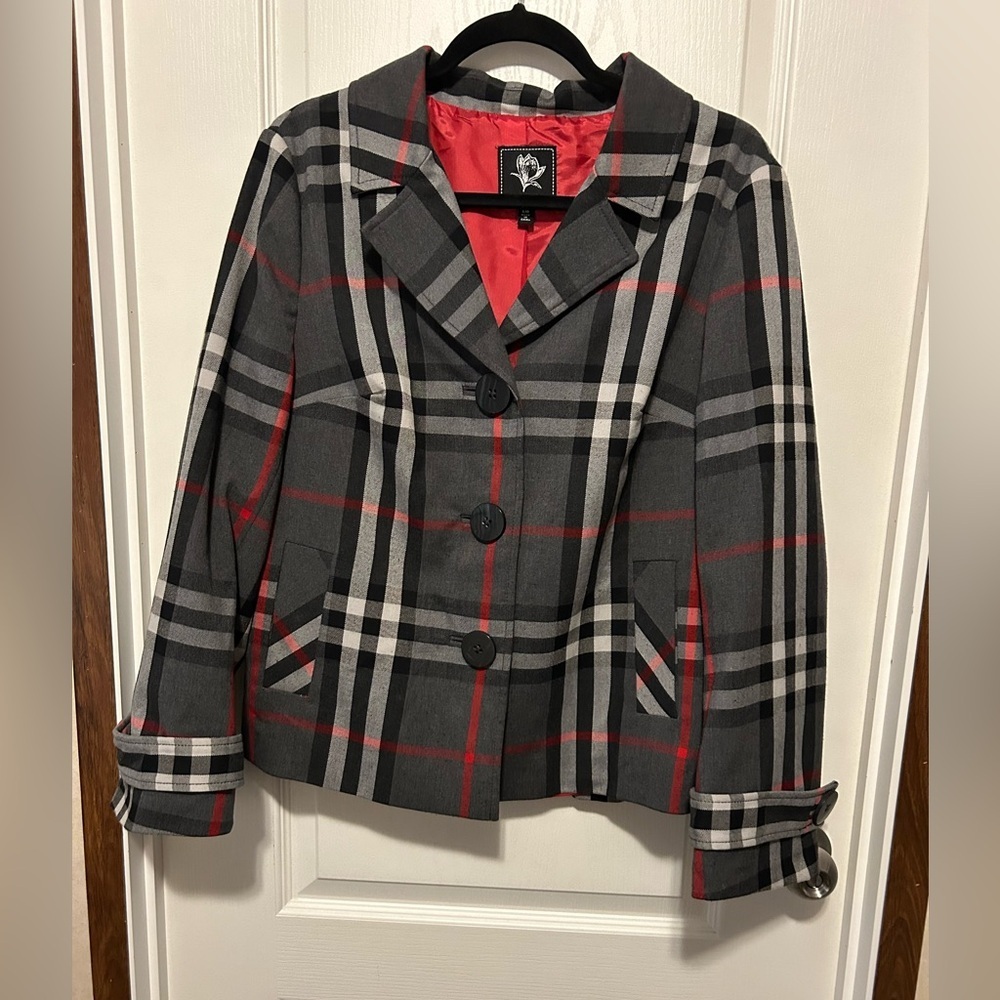 Abbie Mags Plaid Jacket - Size Large EUC